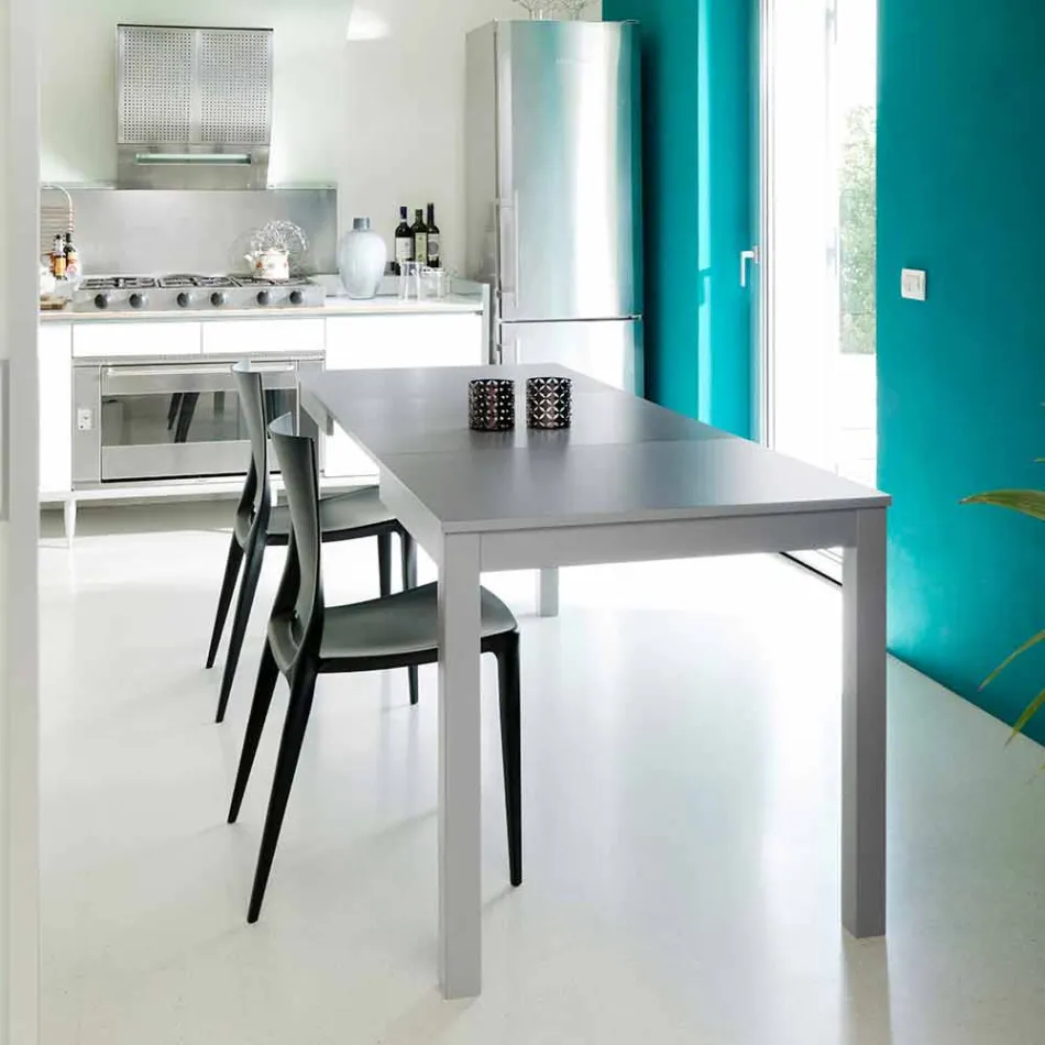 Masă extensibilă cu picioare din lemn de fag, L130 / 210xP80cm, Denisio Viadurini