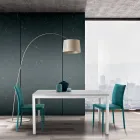 Masa extensibila cu picioare din metal alb si blat melaminat - Shaila Viadurini