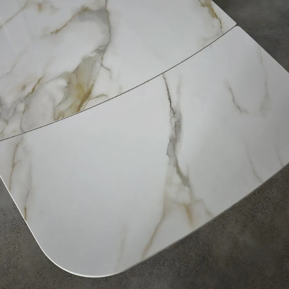 Masă extensibilă de la 180 la 260 cm din gresie sinterizată cu finisaj Calacatta - Vortex Viadurini