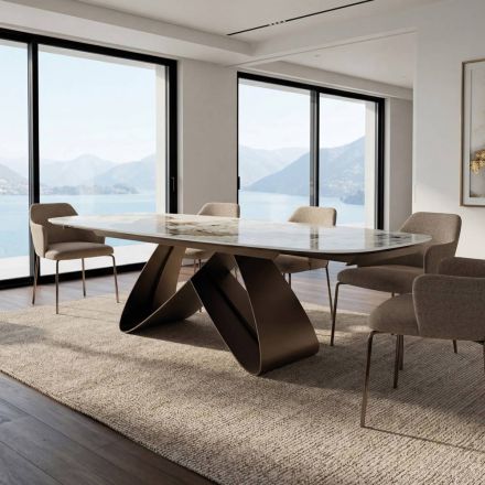 Masă extensibilă de la 180 la 260 cm din piatră sinterizată Gres cu finisaj Pandora - Orion Viadurini