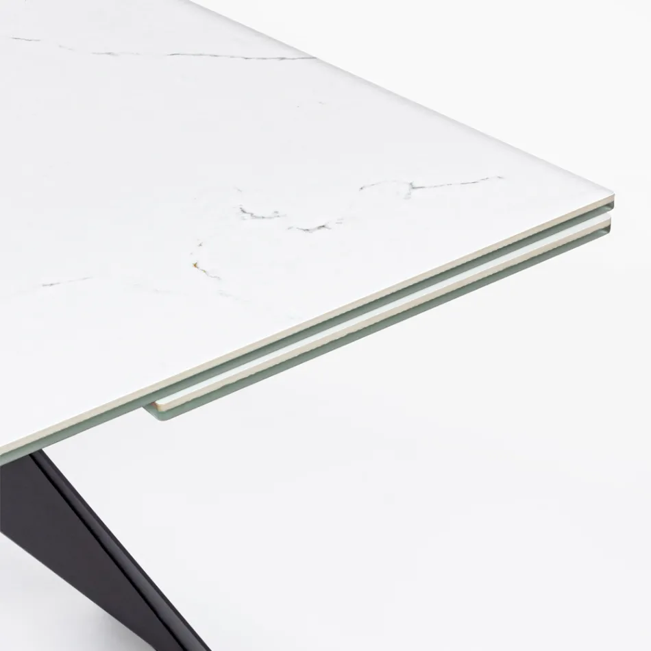 Masa de sufragerie extensibila 240 cm Blat din sticla si ceramica - Barone Viadurini