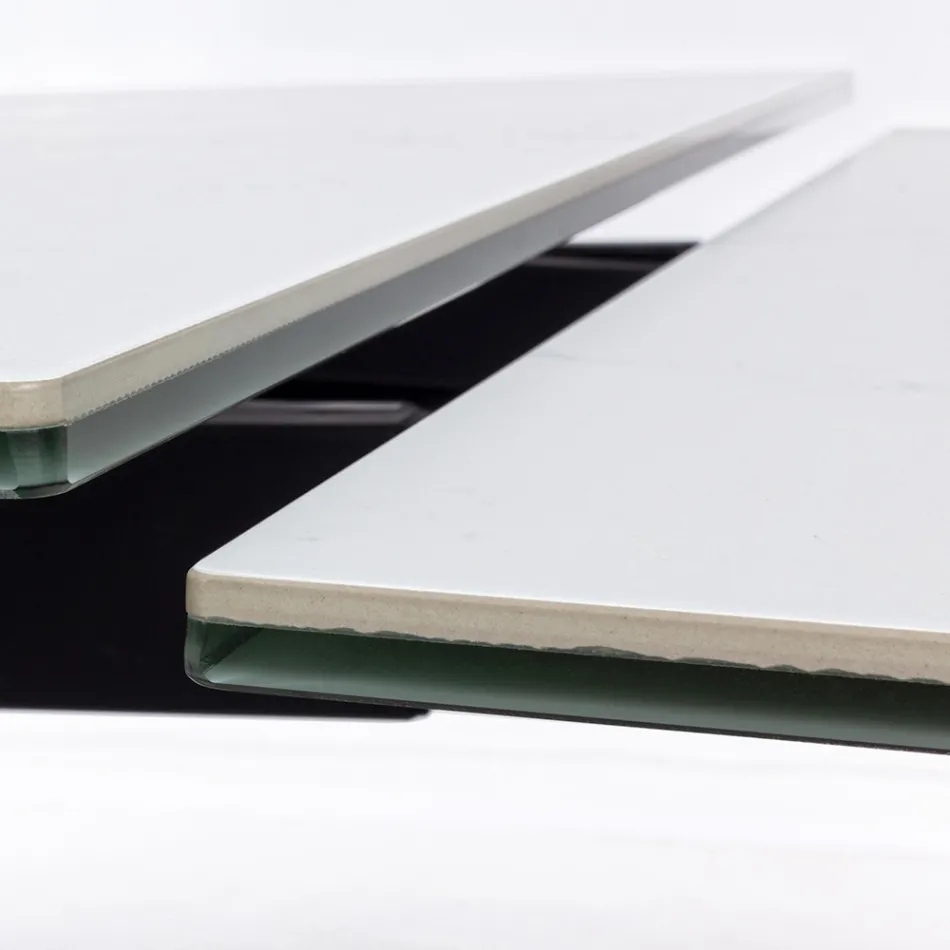 Masa de sufragerie extensibila 240 cm Blat din sticla si ceramica - Barone Viadurini