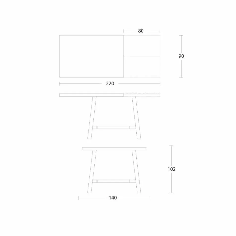 Masă extensibilă din lemn și metal până la 280 cm - Gallotto Viadurini