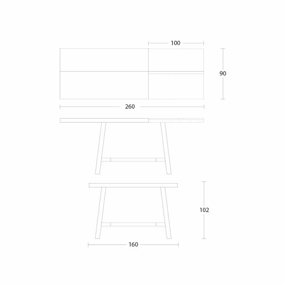 Masă extensibilă din lemn și metal până la 280 cm - Gallotto Viadurini