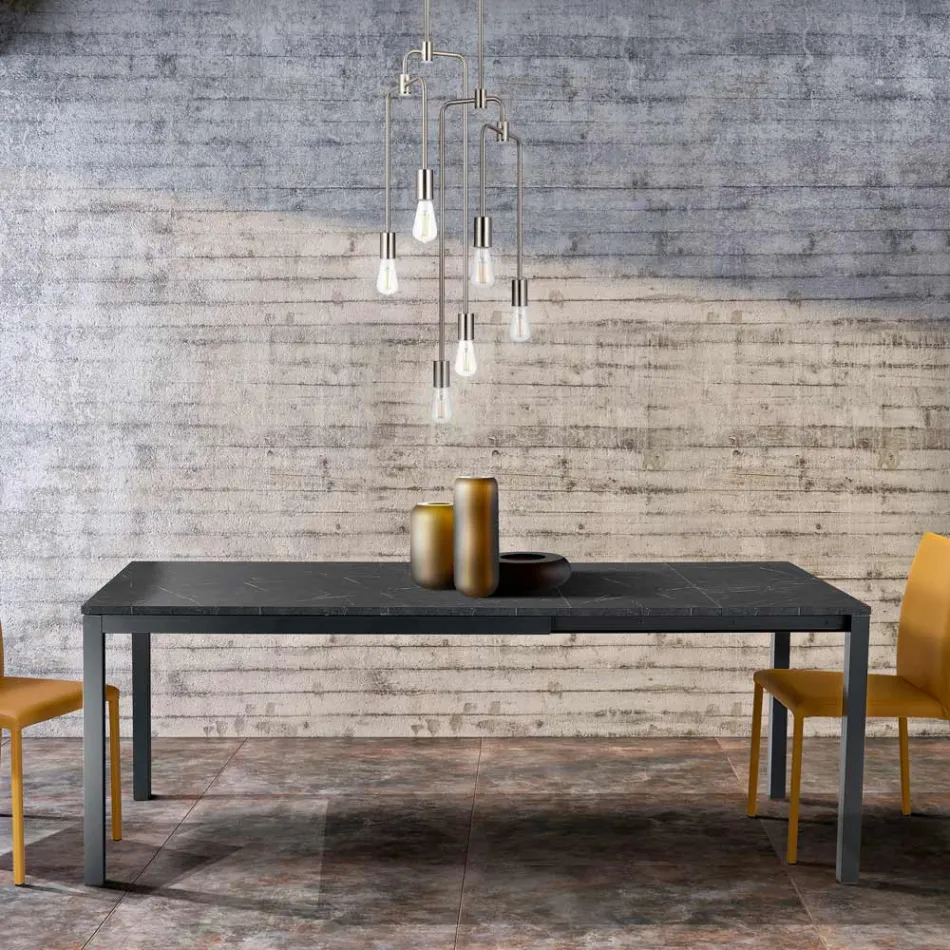 Masa de living extensibila cu blat melaminat si picioare metalice - Shaila Viadurini