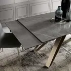 Masa de living extensibila din metal si sticla ceramica Made in Italy - Meluso Viadurini