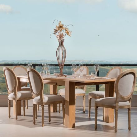 Masă extensibilă de living din lemn masiv de tec - Fidia Viadurini