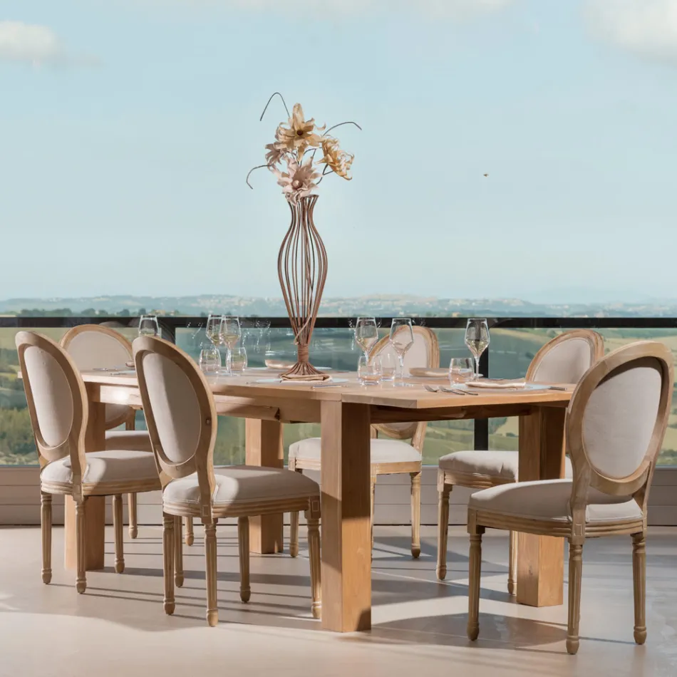 Masă extensibilă de living din lemn masiv de tec - Fidia Viadurini