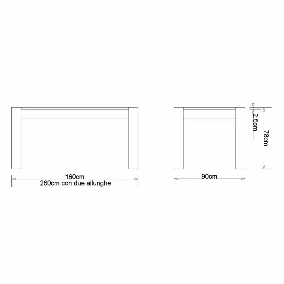 Masă extensibilă din lemn de stejar, L160 / 260xP90cm, Jacob Viadurini