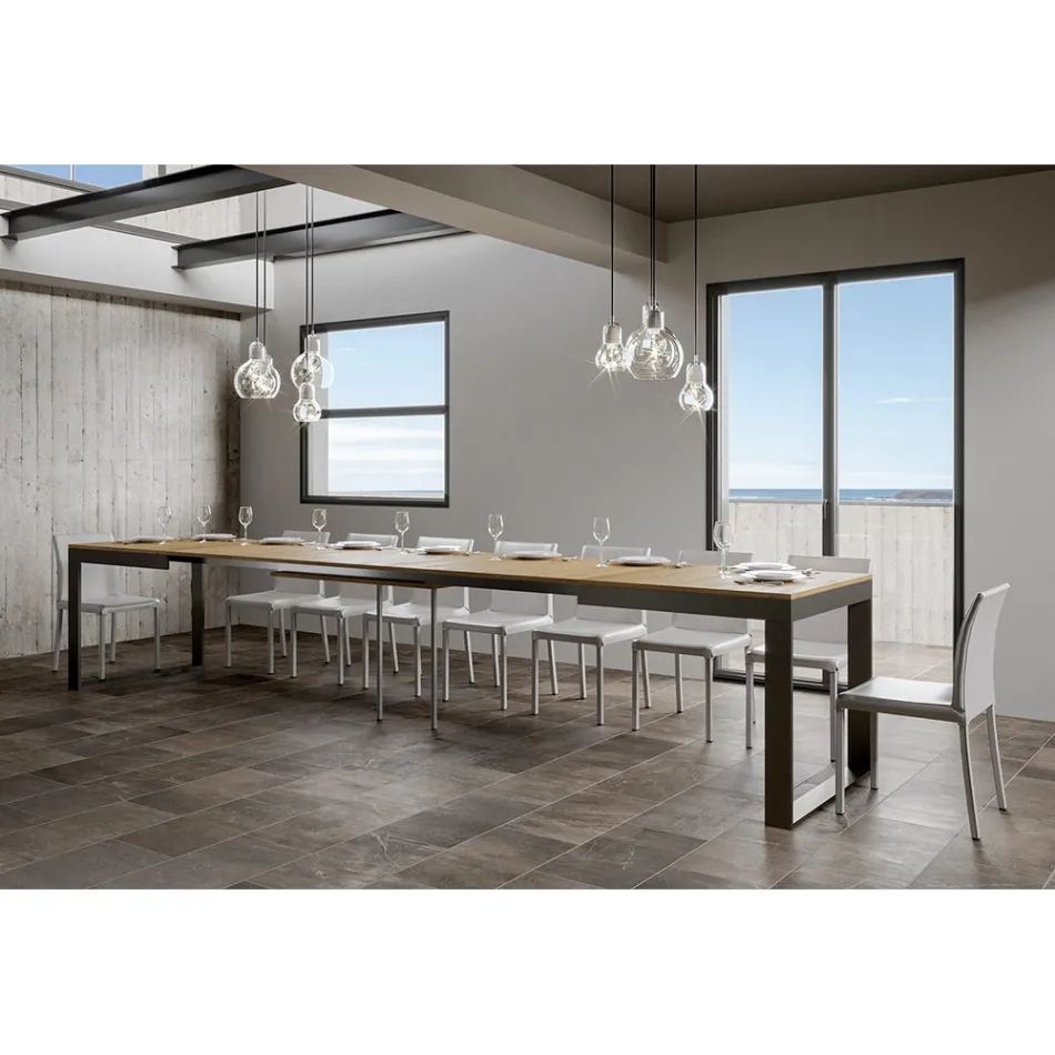 Masa Extensibila de Design Modern din Lemn Melaminat - Badesi Viadurini