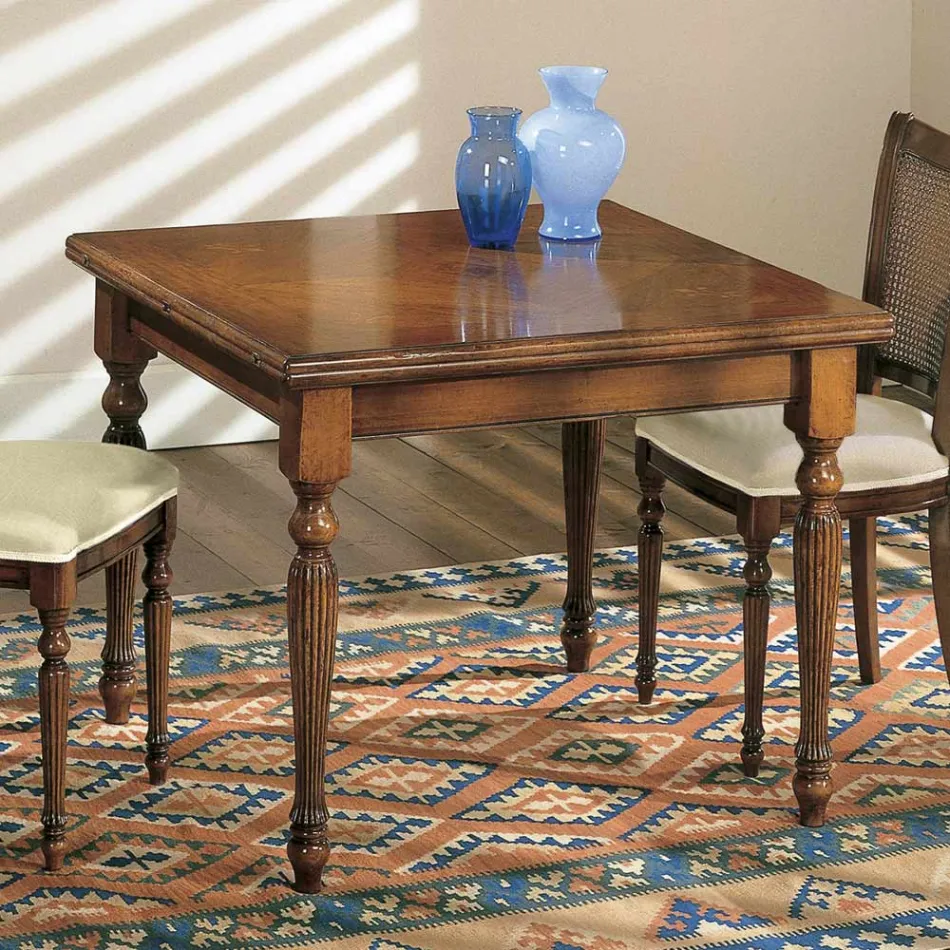 Masa extensibila si 2 Scaune din Nuc Patinat Made in Italy - Biotit Viadurini