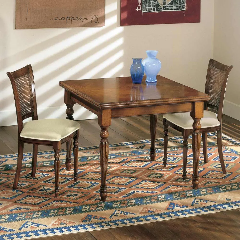 Masa extensibila si 2 Scaune din Nuc Patinat Made in Italy - Biotit Viadurini