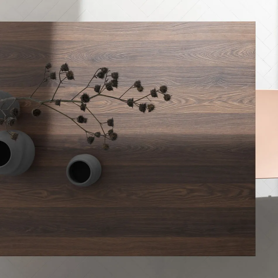 Masa extensibila Pana la 238 cm Moka Metal si Hpl Made in Italy - Pablito Viadurini