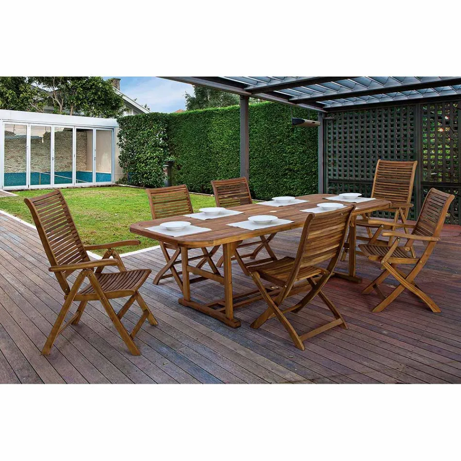 Masa de gradina din lemn extensibila pana la 240 cm, de la Design - Roxen Viadurini