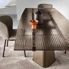 Masă extensibilă până la 240 cm din sticlă transparentă cu nervuri, fabricată în Italia - Talete Viadurini