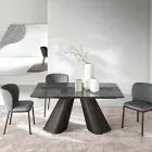 Masă extensibilă până la 240 cm din sticlă transparentă cu nervuri, fabricată în Italia - Talete Viadurini