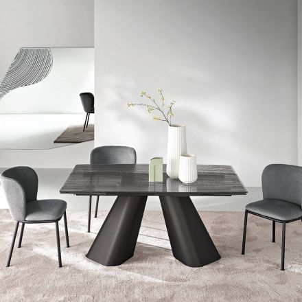 Masă extensibilă până la 240 cm din sticlă transparentă cu nervuri, fabricată în Italia - Talete Viadurini