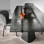 Masă extensibilă până la 240 cm din sticlă transparentă cu nervuri, fabricată în Italia - Talete Viadurini