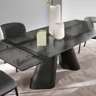 Masă extensibilă până la 240 cm din sticlă transparentă cu nervuri, fabricată în Italia - Talete Viadurini