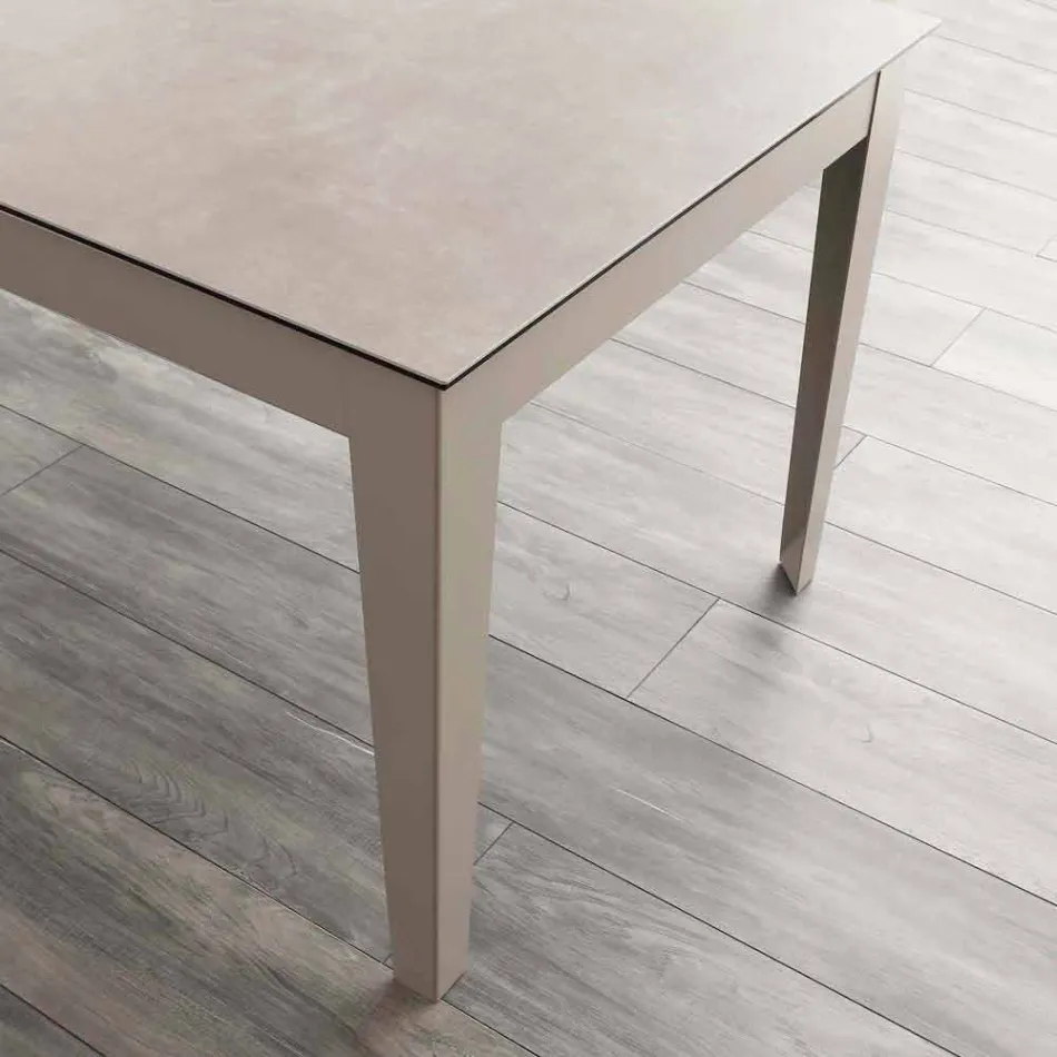 Masă extensibilă Cagliari de până la 380 cm în sticlă ceramică și metal Viadurini