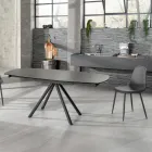 Masa extensibila pana la 180 cm din ceramica pe sticla si metal - Lozzolo Viadurini