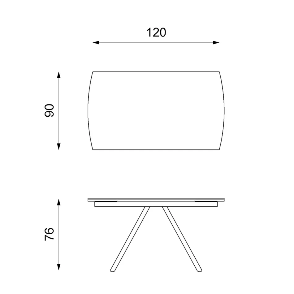 Masa extensibila pana la 180 cm din ceramica pe sticla si metal - Lozzolo Viadurini