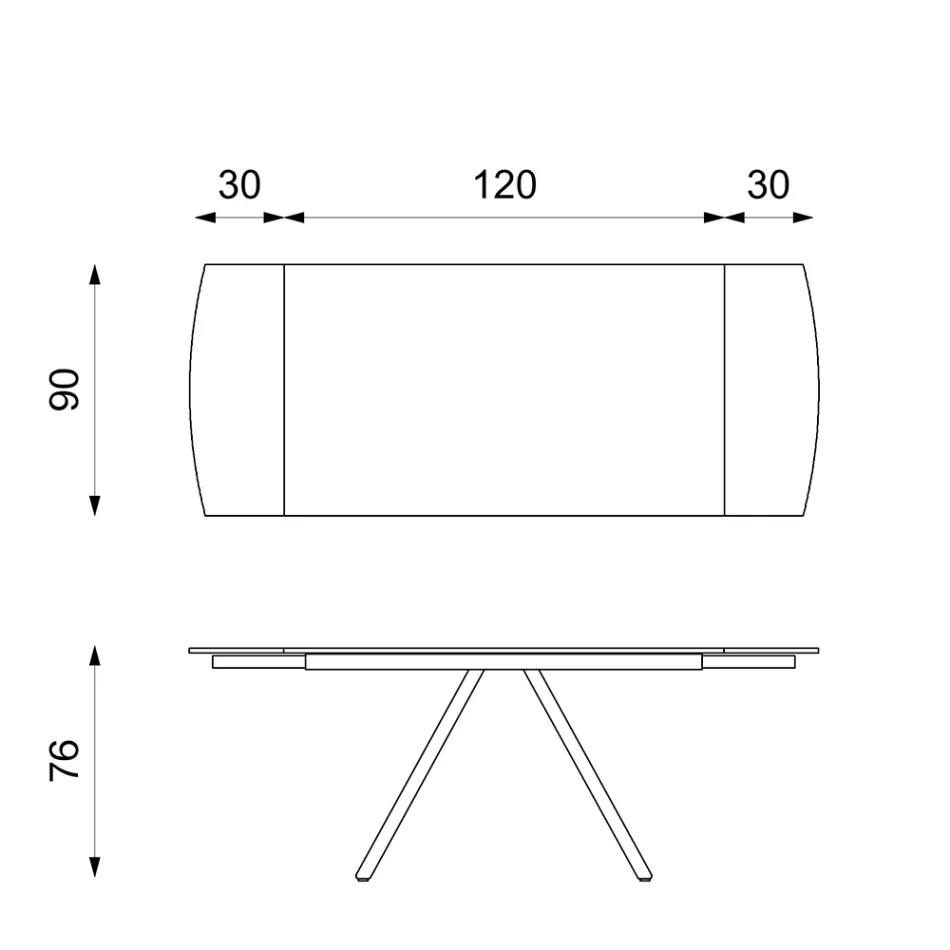 Masa extensibila pana la 180 cm din ceramica pe sticla si metal - Lozzolo Viadurini