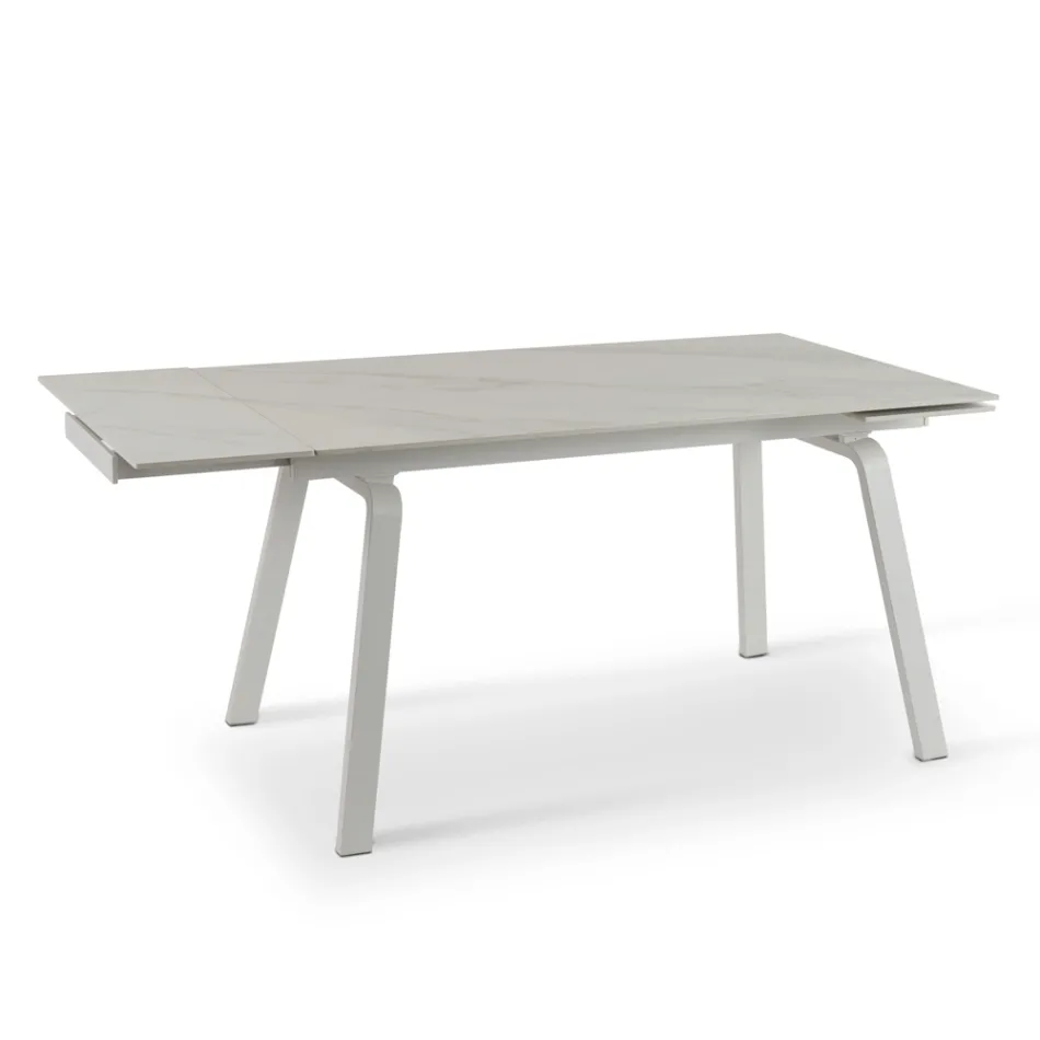 Masa extensibila pana la 200 cm din Piatra Sinterizata Efect Marmura - Ananas Viadurini