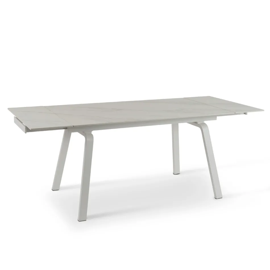 Masa extensibila pana la 200 cm din Piatra Sinterizata Efect Marmura - Ananas Viadurini