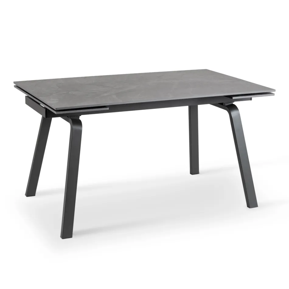 Masa extensibila pana la 200 cm din Piatra Sinterizata Efect Marmura - Ananas Viadurini