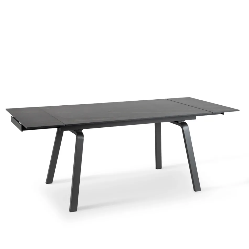 Masa extensibila pana la 200 cm din Piatra Sinterizata Efect Marmura - Ananas Viadurini