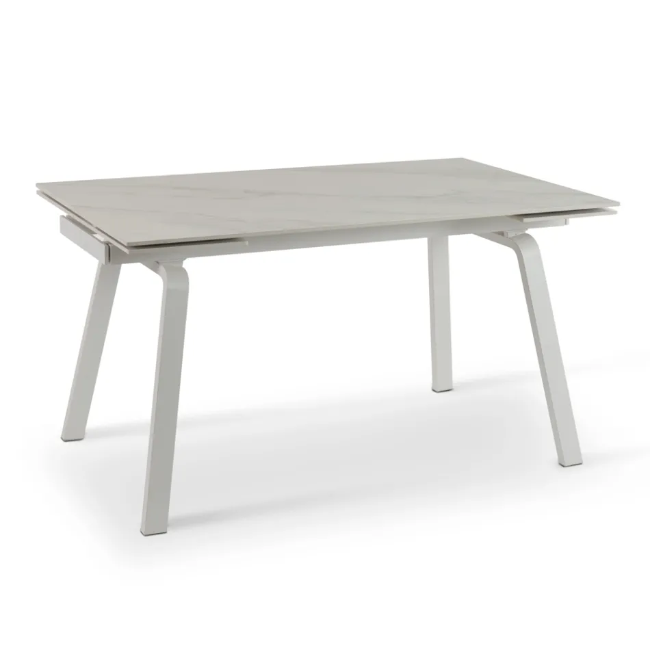 Masa extensibila pana la 200 cm din Piatra Sinterizata Efect Marmura - Ananas Viadurini