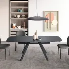Masă extensibilă până la 210 cm din sticlă și metal vopsit - Naxos Viadurini