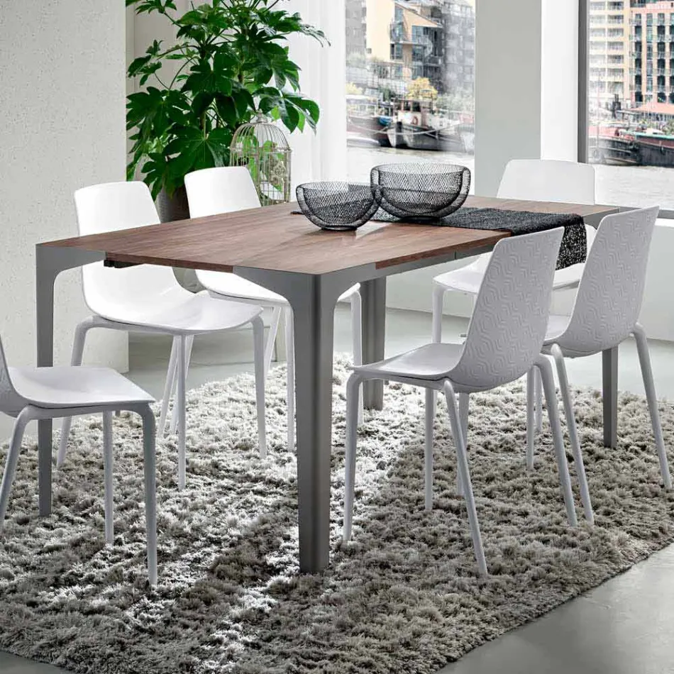 Masă extensibilă Până la 222 cm în Hpl Effect Wood Made in Italy - Vulcano Viadurini