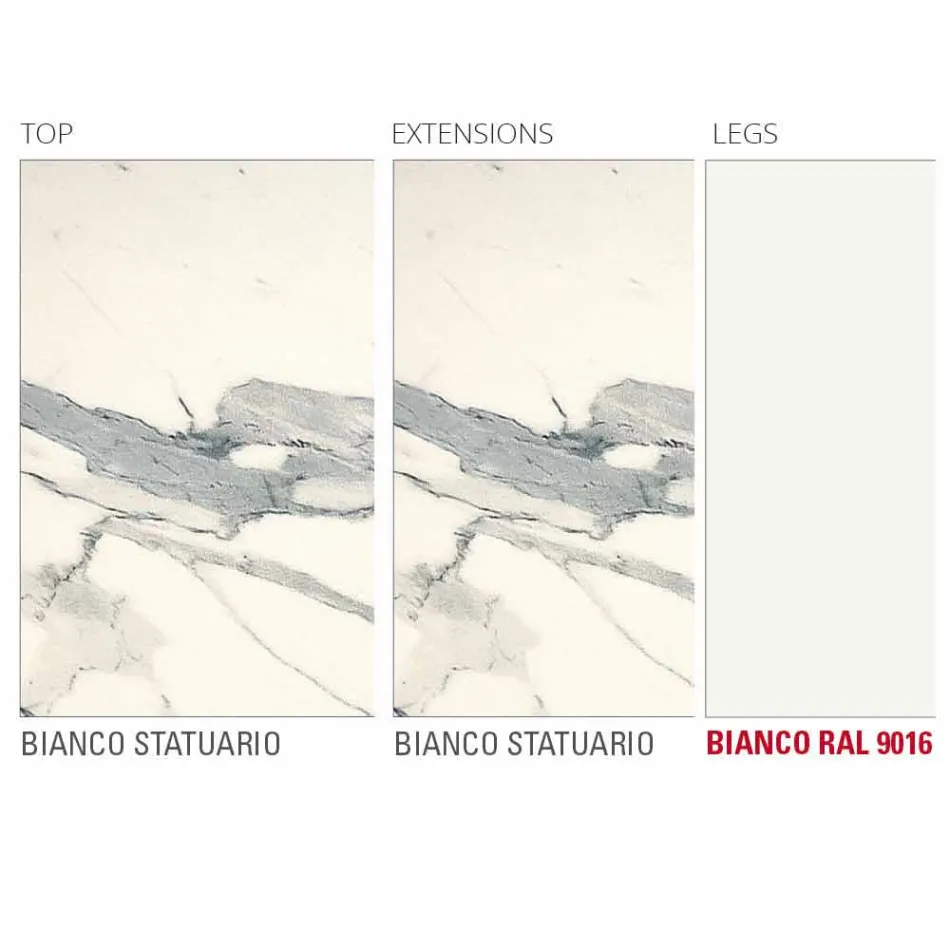 Masă extensibilă Până la 238 cm în Laminam și Metal Fabricat în Italia - Remigio Viadurini