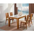 Masă extensibilă până la 270cm din sticlă și lemn de frasin Made in Italy - Homer Viadurini