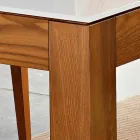 Masă extensibilă până la 270cm din sticlă și lemn de frasin Made in Italy - Homer Viadurini