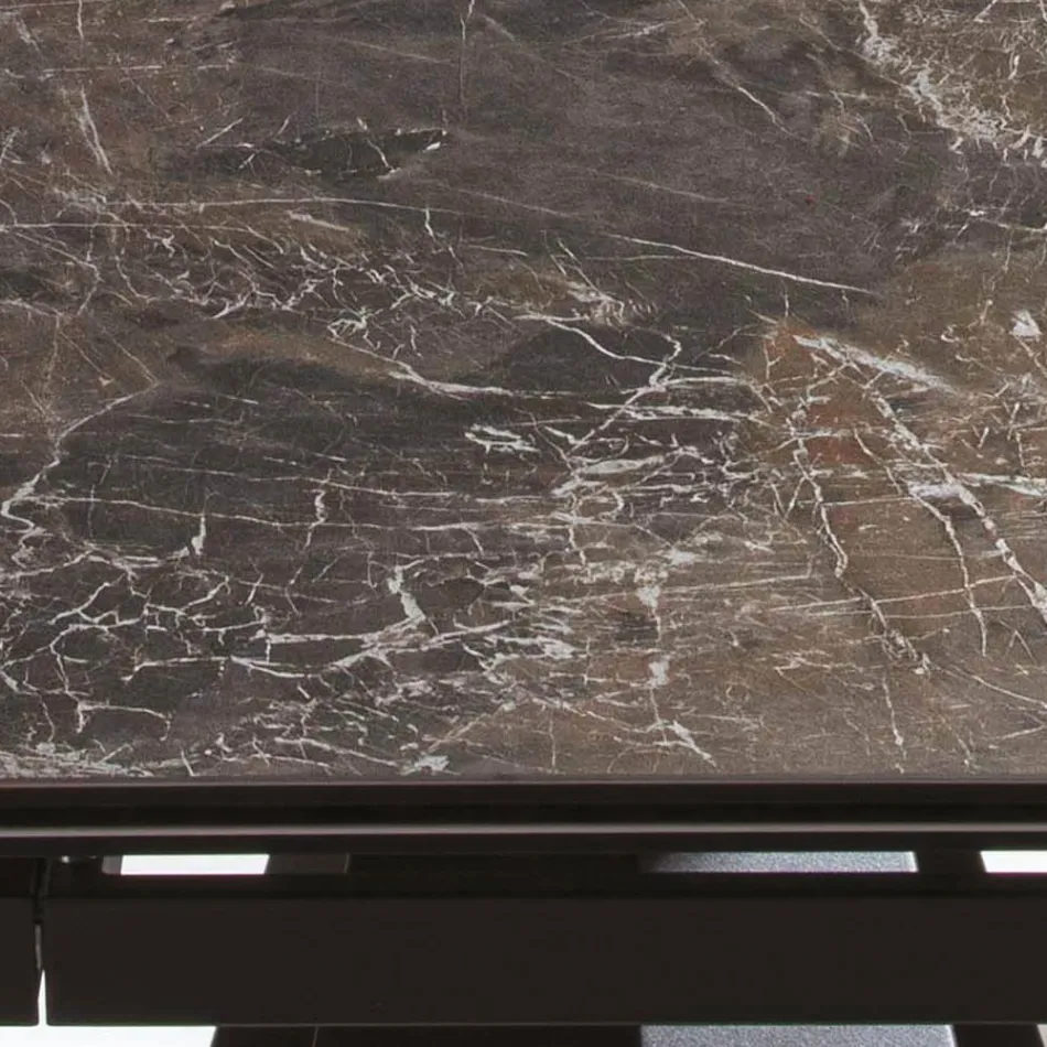 Masa extensibila pana la 280 cm din otel si sticla ceramica mata - Viterbo Viadurini