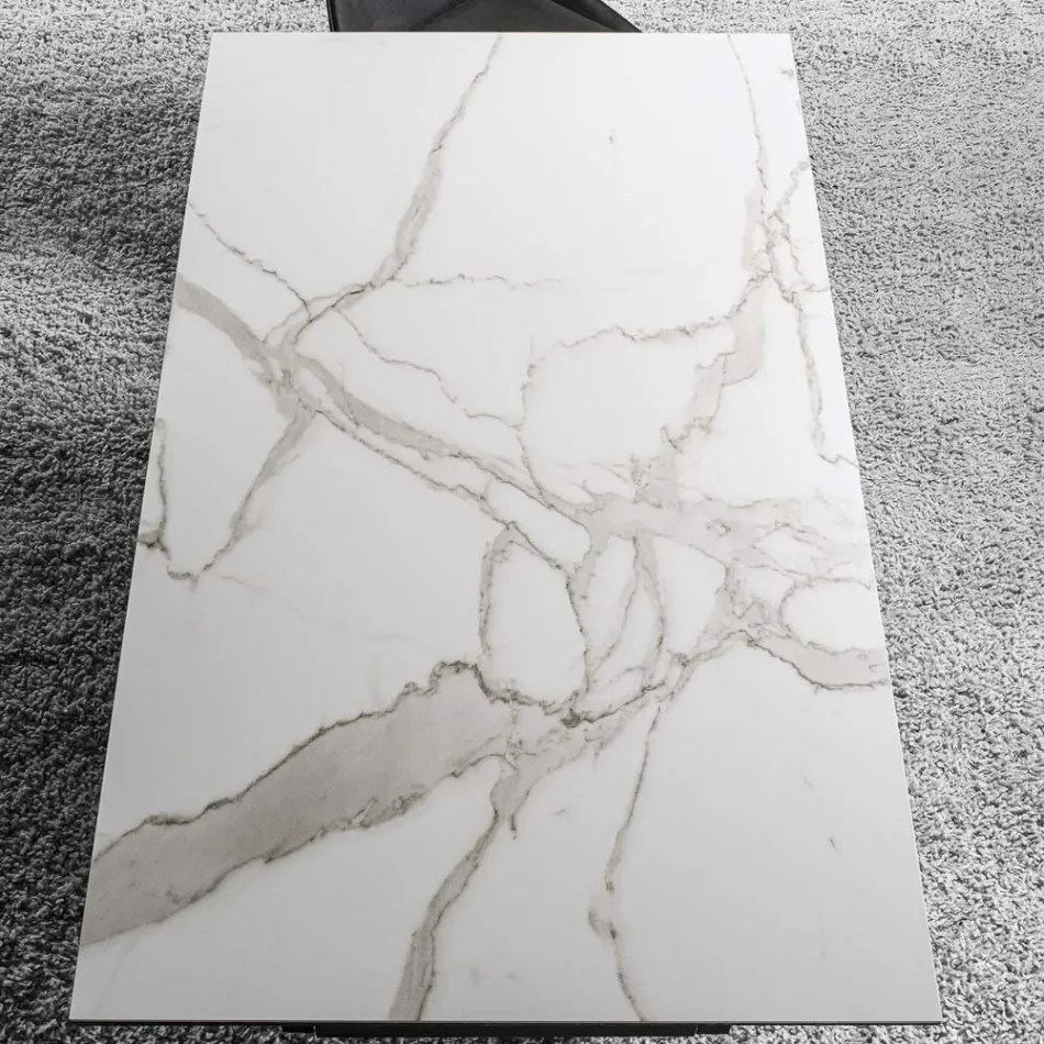 Masa extensibila pana la 280 cm din otel si sticla ceramica mata - Viterbo Viadurini