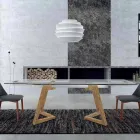 Masa extensibila pana la 280 cm din sticla si lemn furniruit – Eugrafo Viadurini
