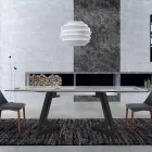 Masa extensibila pana la 280 cm din sticla si lemn furniruit – Eugrafo Viadurini