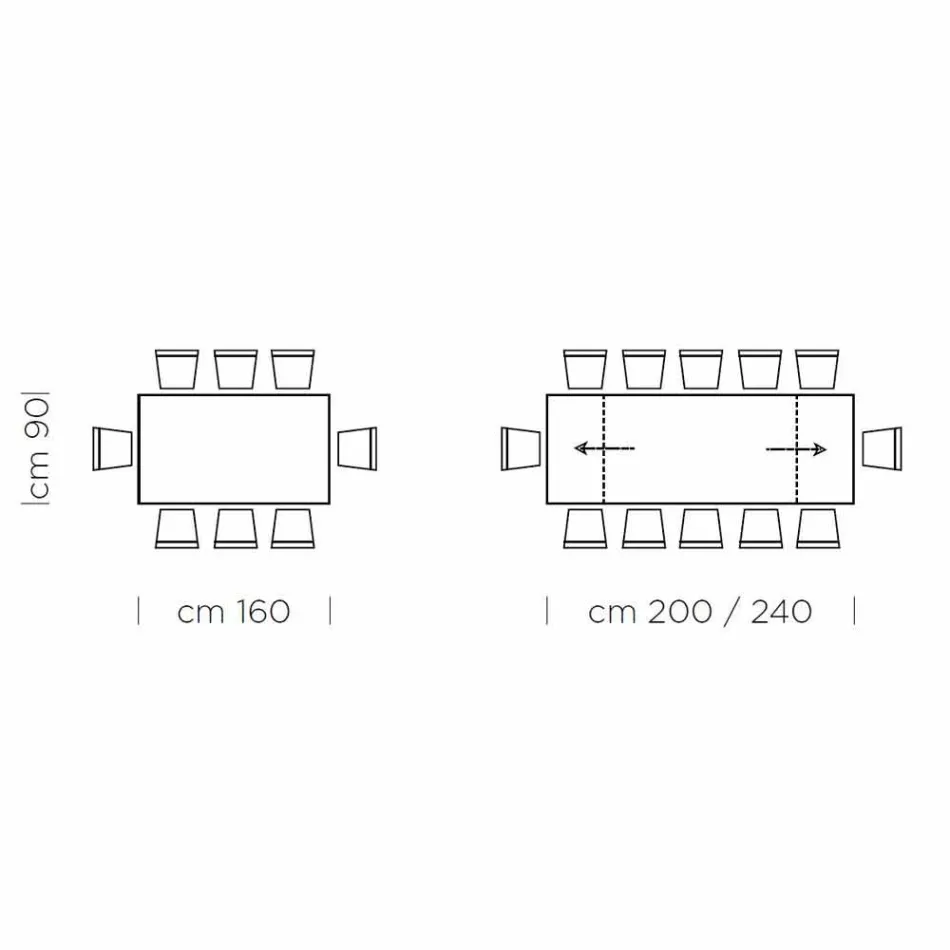 Masa extensibila pana la 300 cm din Lemn si Otel Made in Italy - Settimmio Viadurini