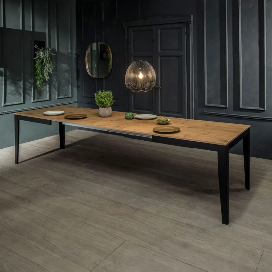 Masa extensibila pana la 316 cm din melamina si baza metalica - tamaie Viadurini