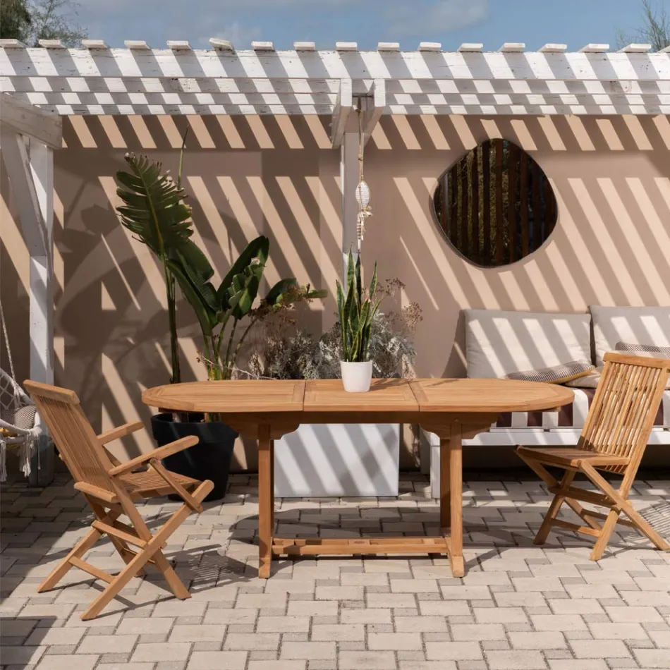Masa de gradina extensibila din Teak in diferite dimensiuni - Yggdrasil Viadurini