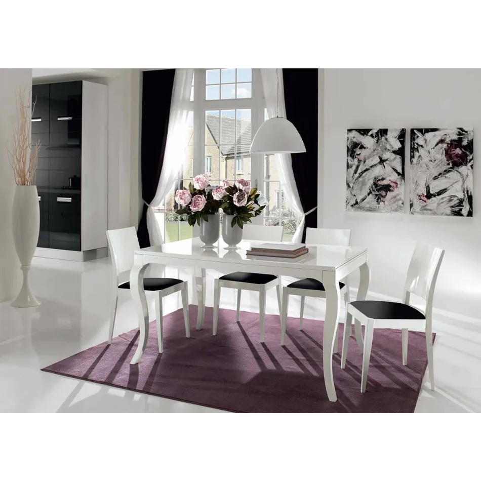 Masă extensibilă de până la 350cm în nuc alb Tanganika lucioasă, Leomas Viadurini