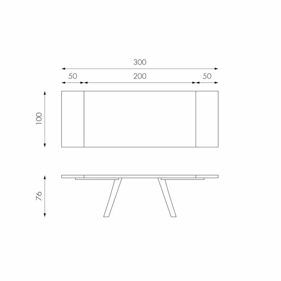 Mese din furnir de stejar extensibil si Travis black metal Viadurini