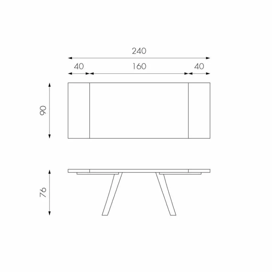 Mese din furnir de stejar extensibil si Travis black metal Viadurini