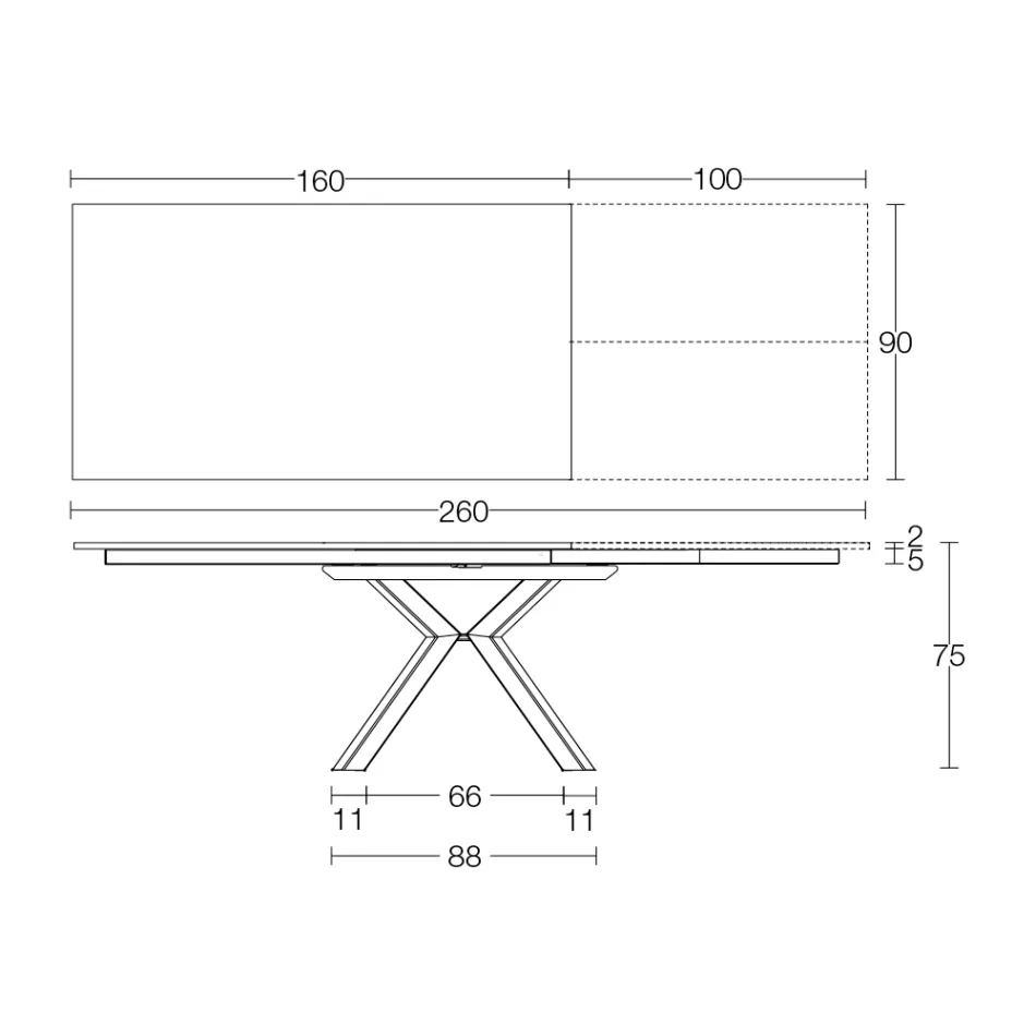 Masa extensibila din ceramica neagra lustruita Calacatta Starlit - Balia Viadurini
