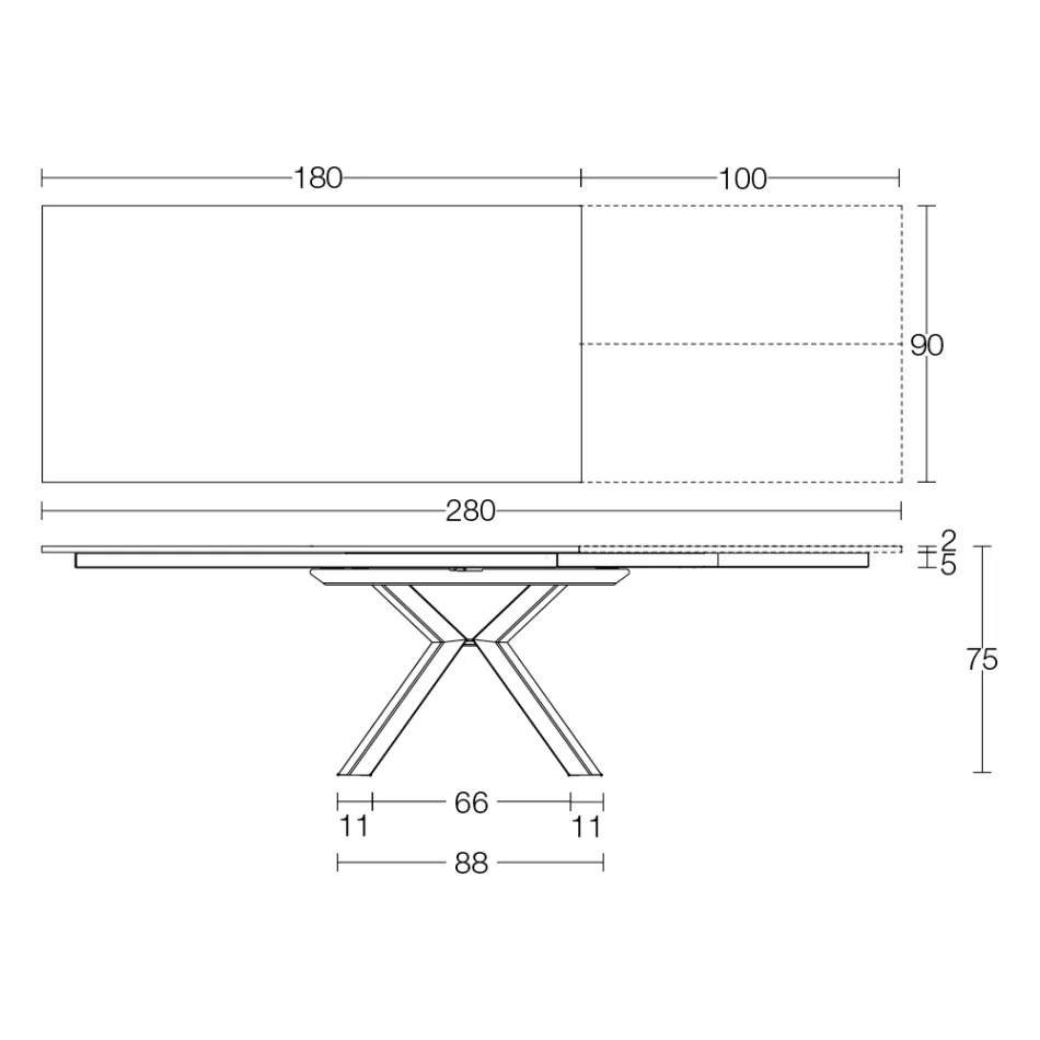 Masa extensibila din ceramica neagra Calacatta lustruita Starlit - Balia Viadurini