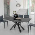 Masa extensibila din ceramica neagra Calacatta lustruita Starlit - Balia Viadurini